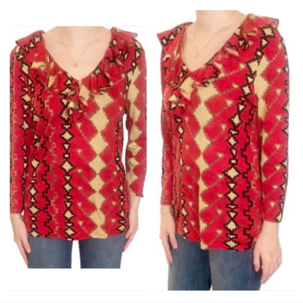 Lauren Ralph Lauren 3/4 Sleeve Top, Size Large